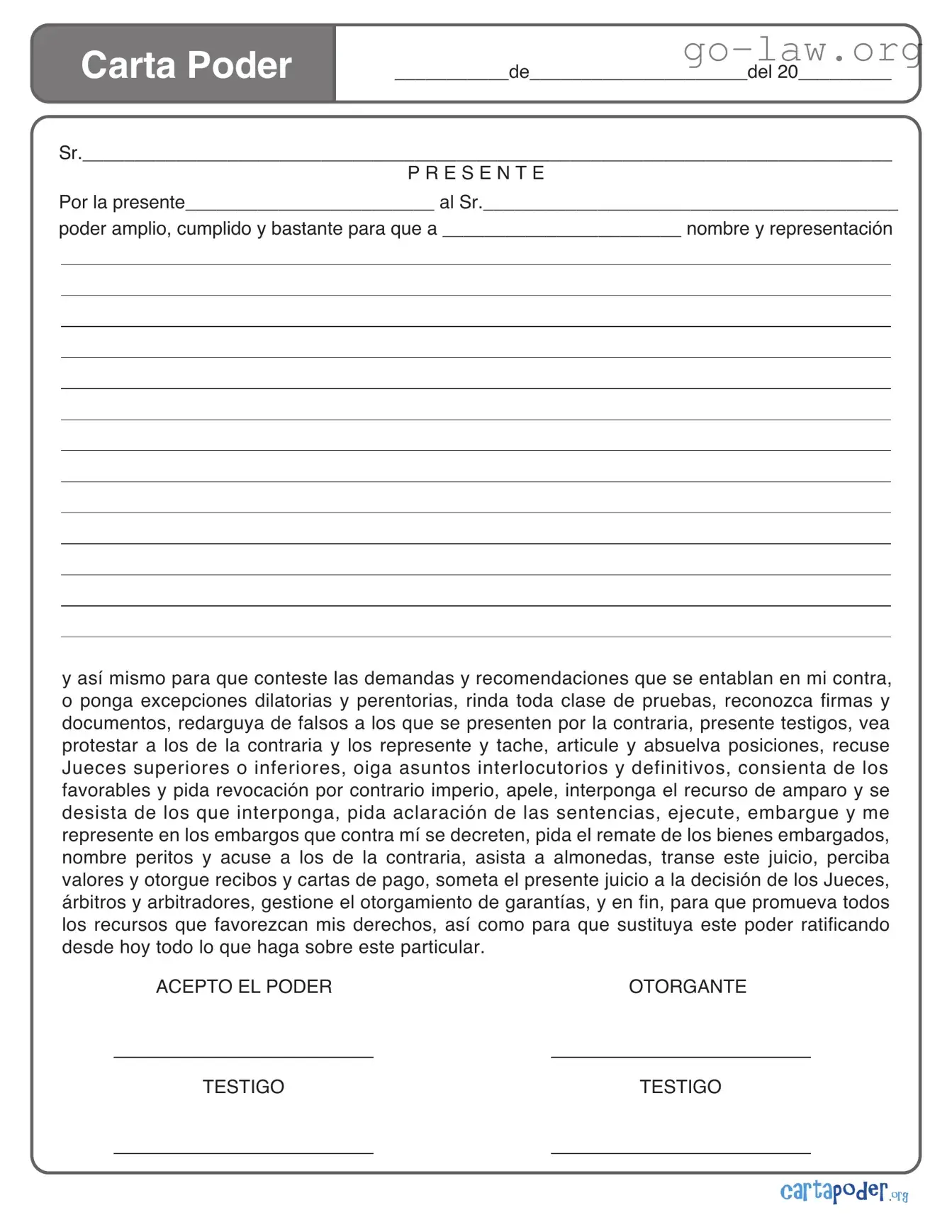 Download Carta Poder Form in PDF