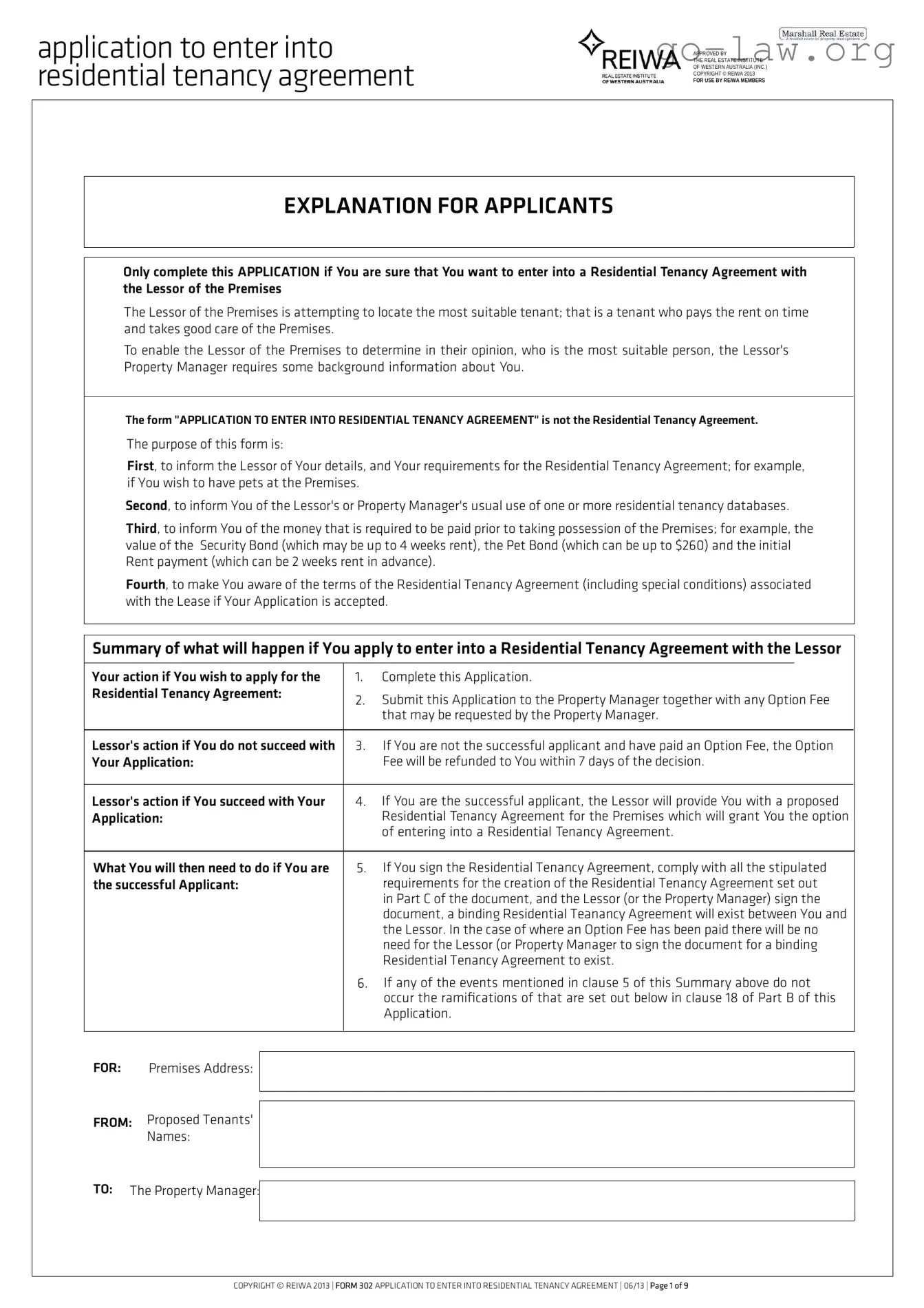 Download Reiwa Tenancy Application Form in PDF