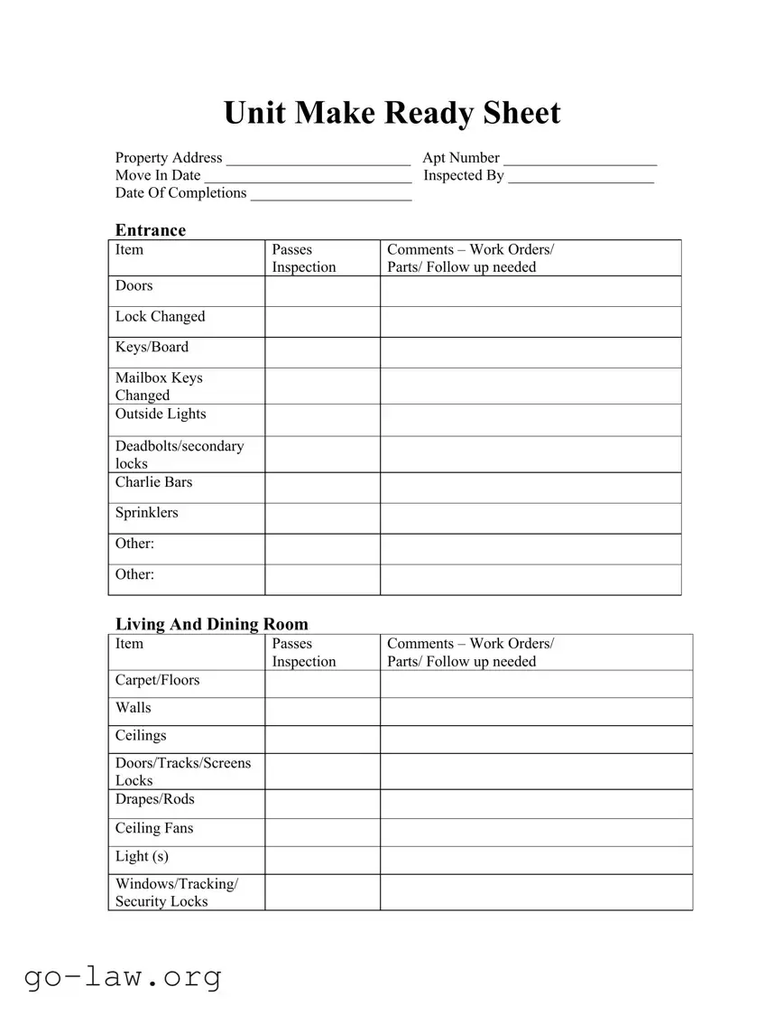 Download Make Ready Checklist Form in PDF