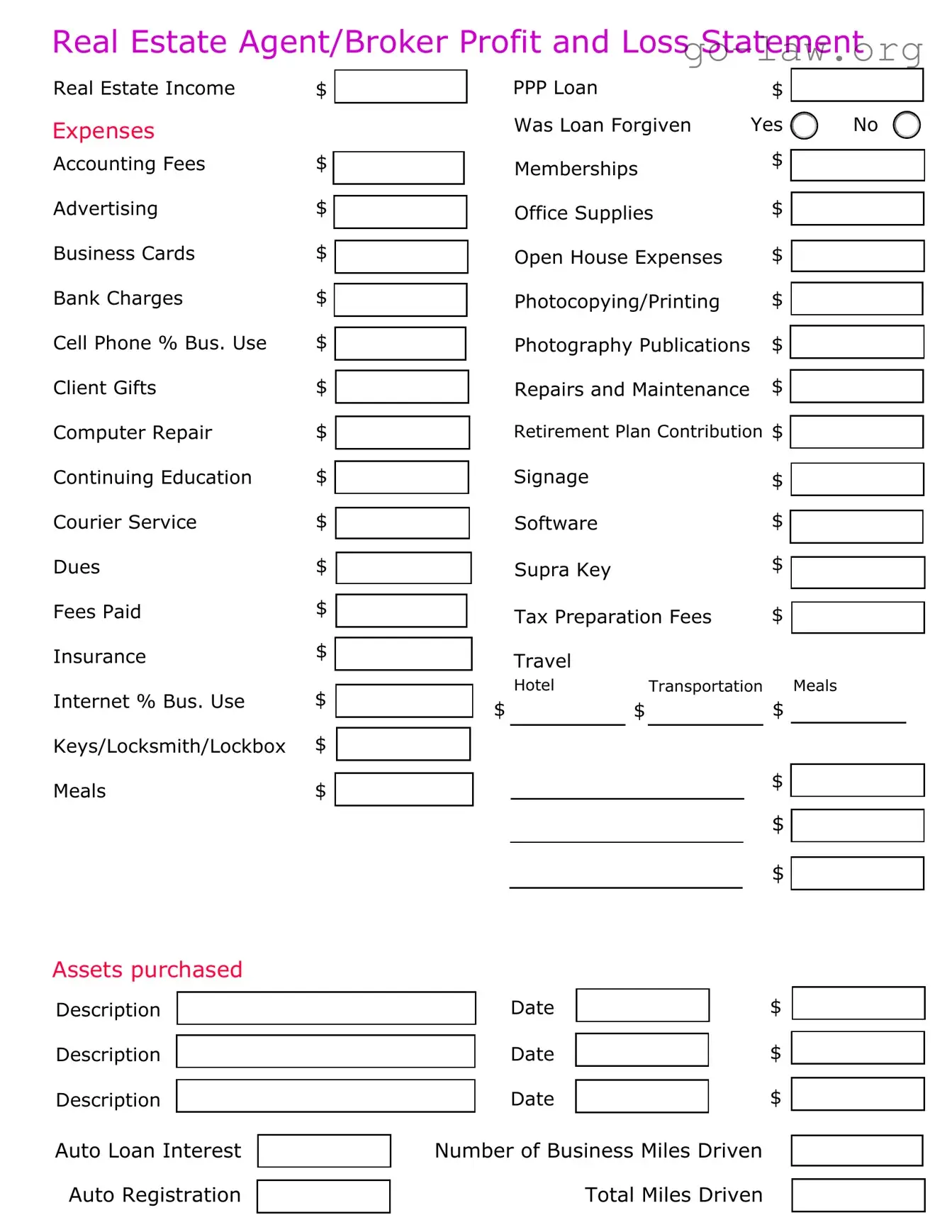Download Real Estate Agent Profit Form in PDF