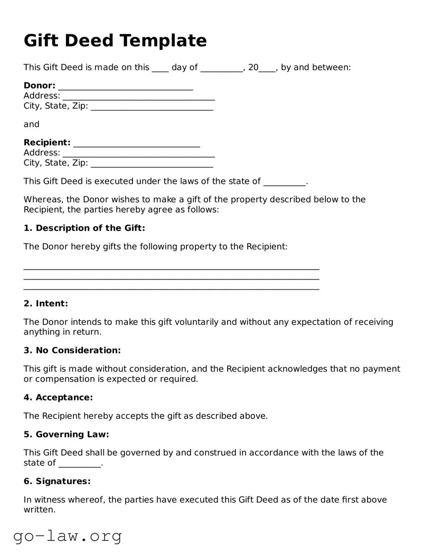 Blank Gift Deed Template