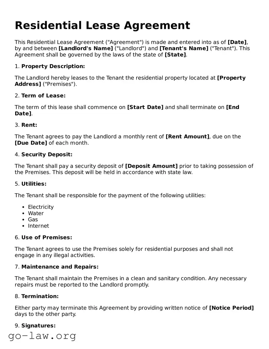 Blank Lease Agreement Template