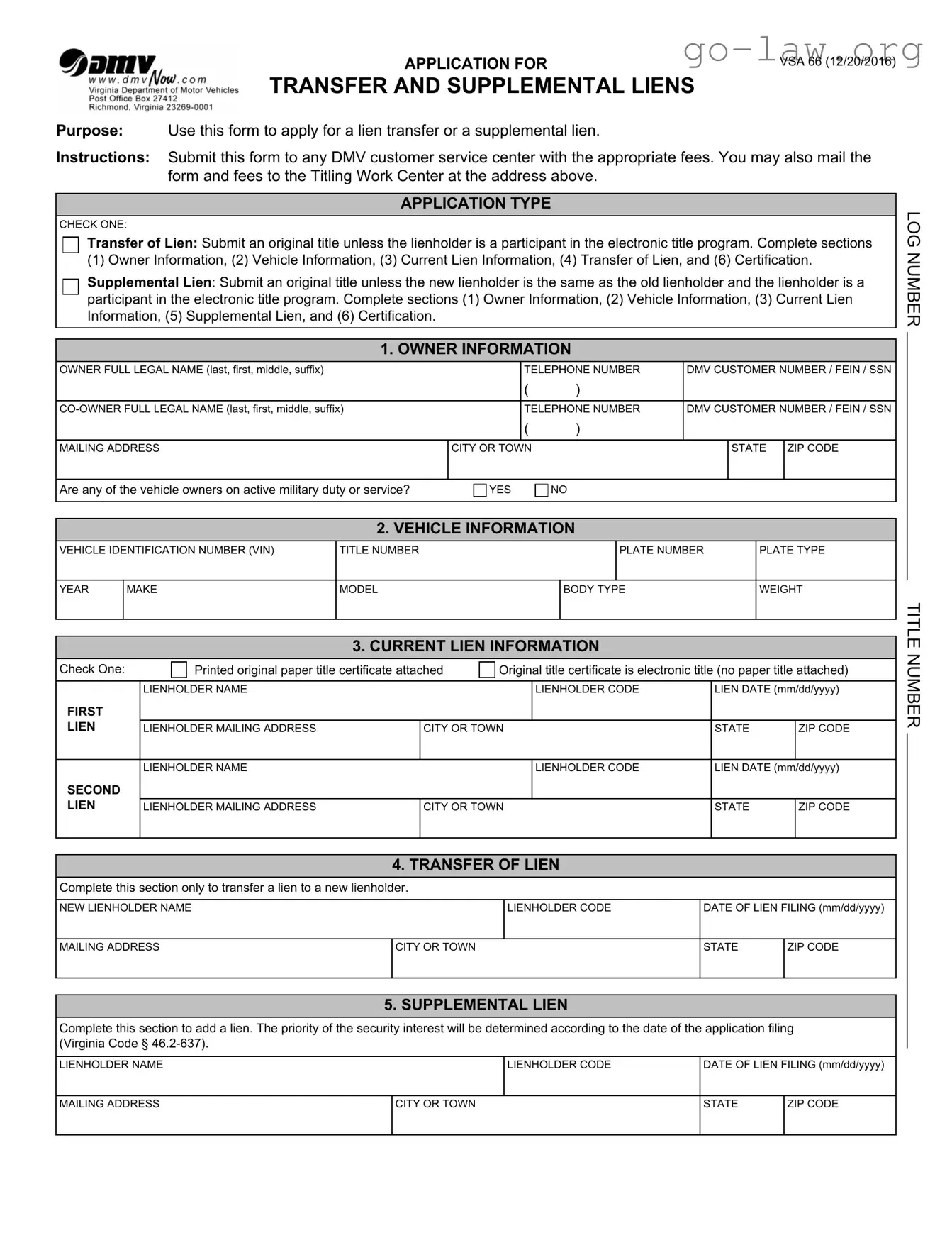 Download Vsa 66 Form in PDF