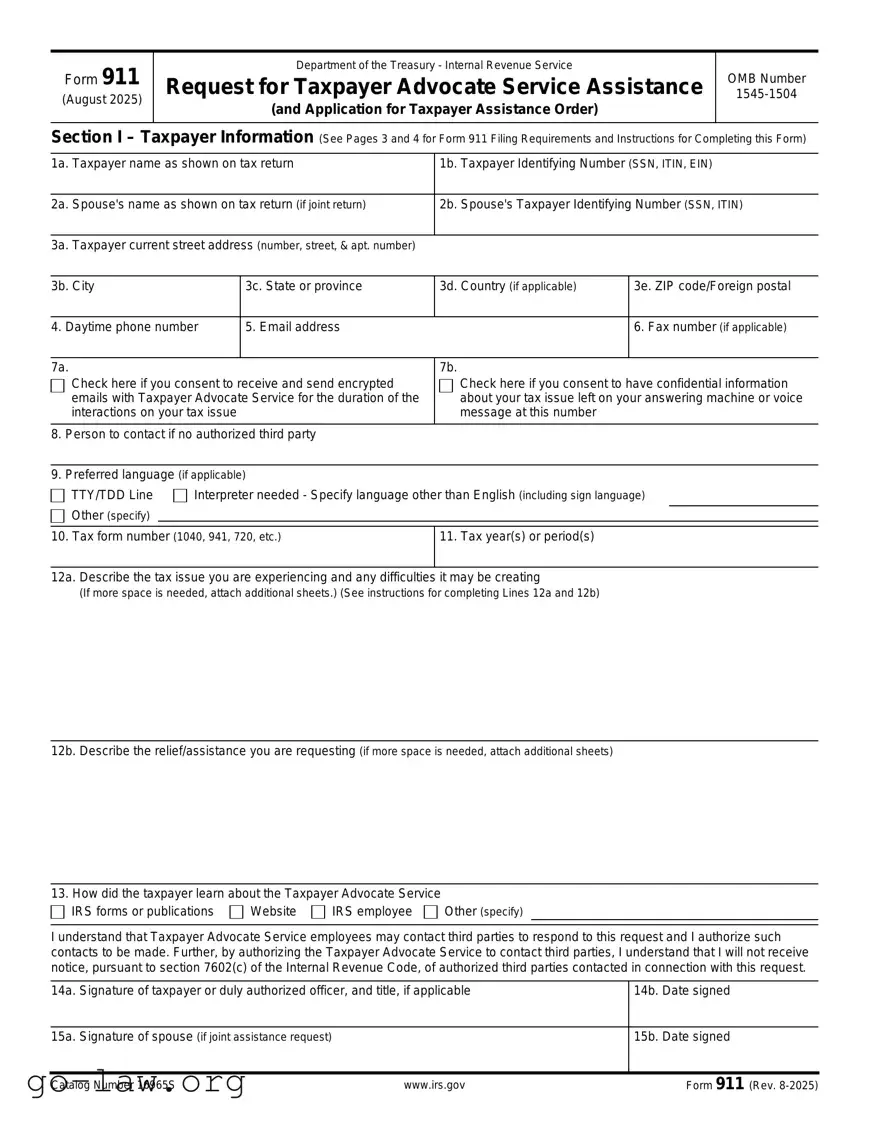 Download IRS 911 Form in PDF