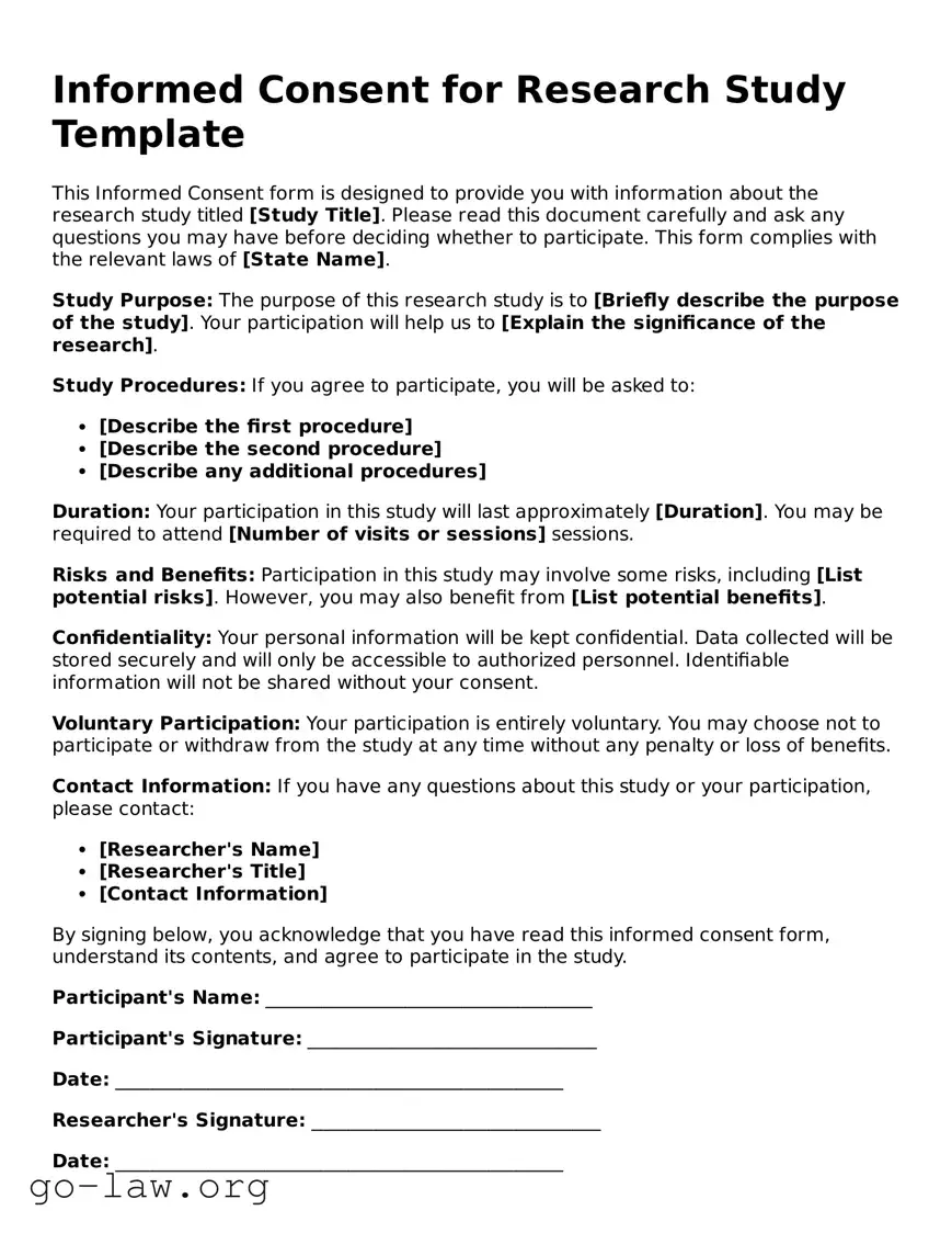 Blank Informed Consent for Research Study Template