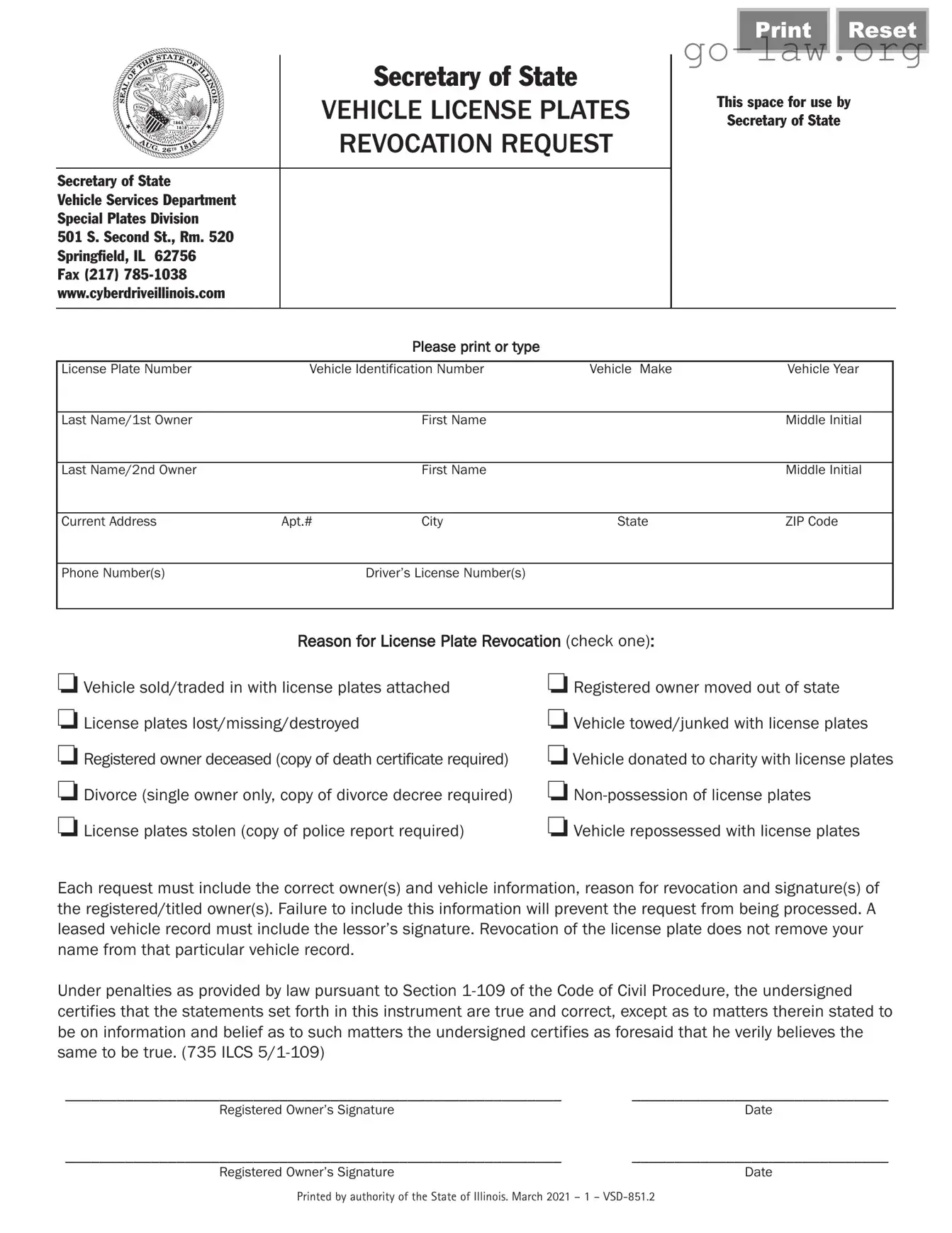 Download Vsd 851 Form in PDF