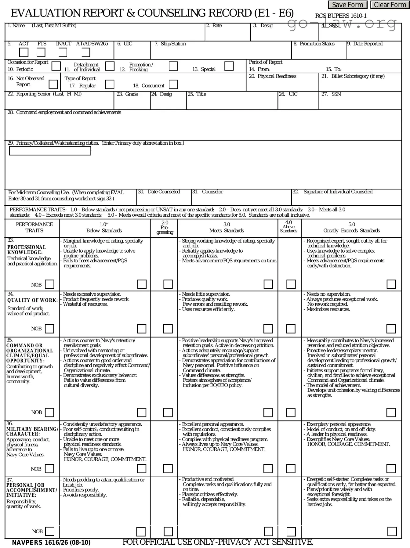 Download Navy Evaluation Form in PDF