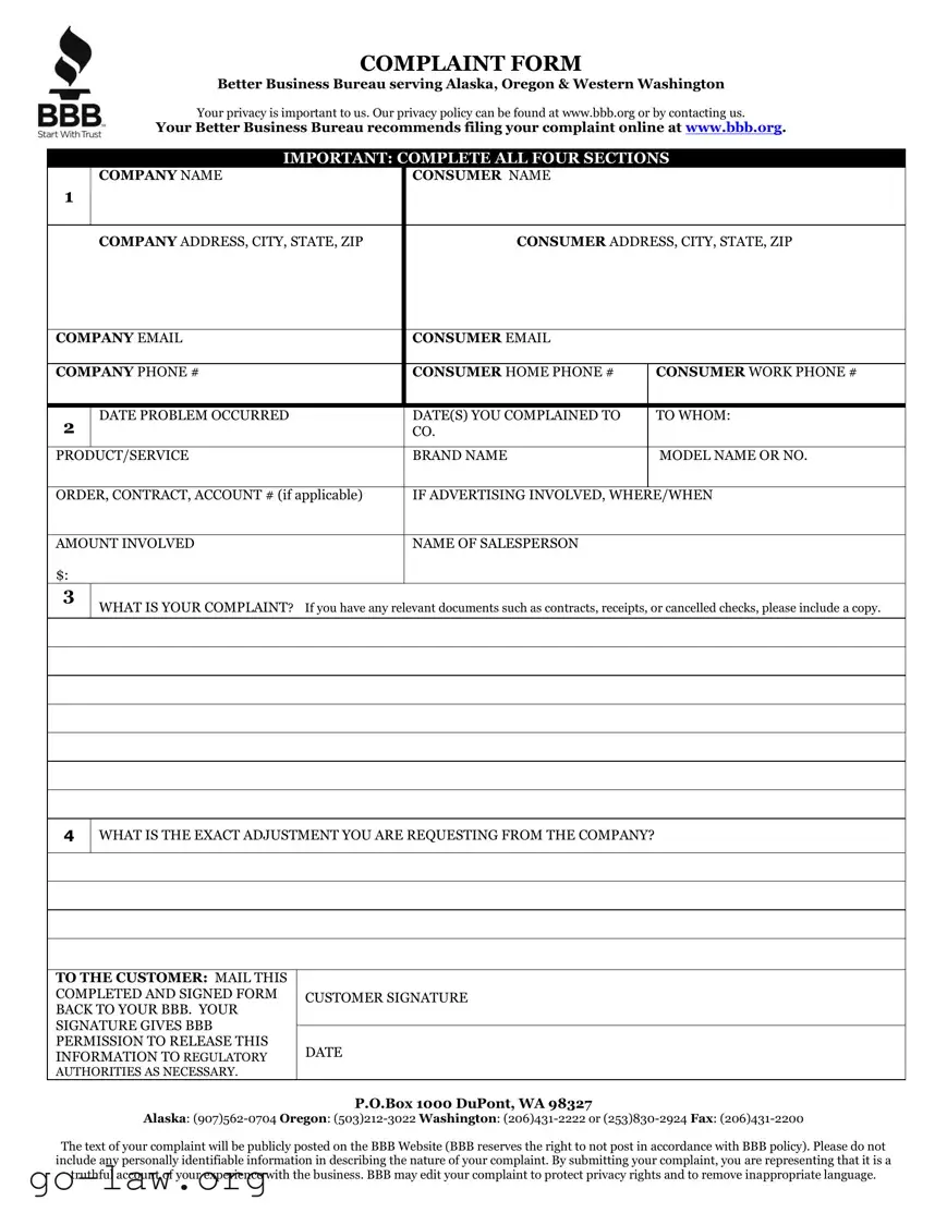 Download Bbb Complaint Form in PDF