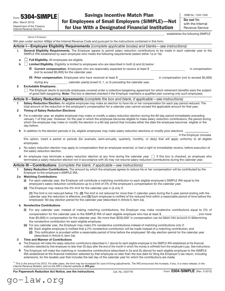 Download IRS 5304-SIMPLE Form in PDF