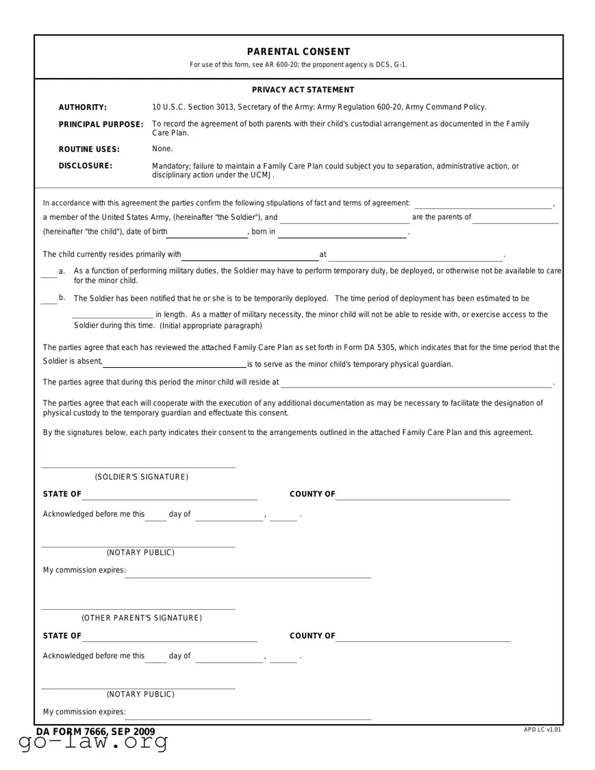 Download DA 7666 Form in PDF