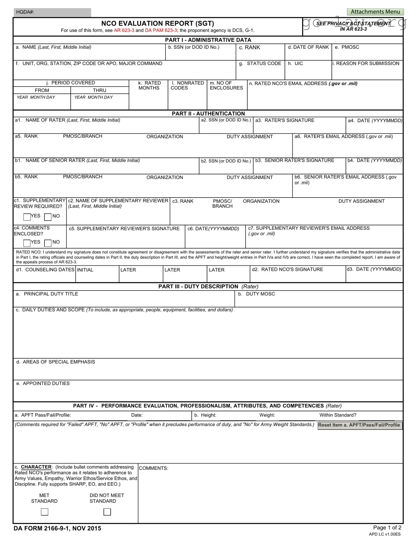 Download Da 2166 9 1 Form in PDF