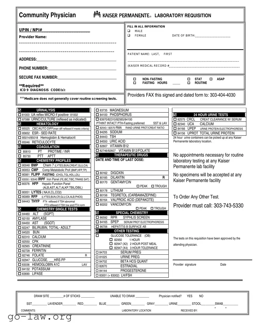 Download Lab Requisition Form in PDF