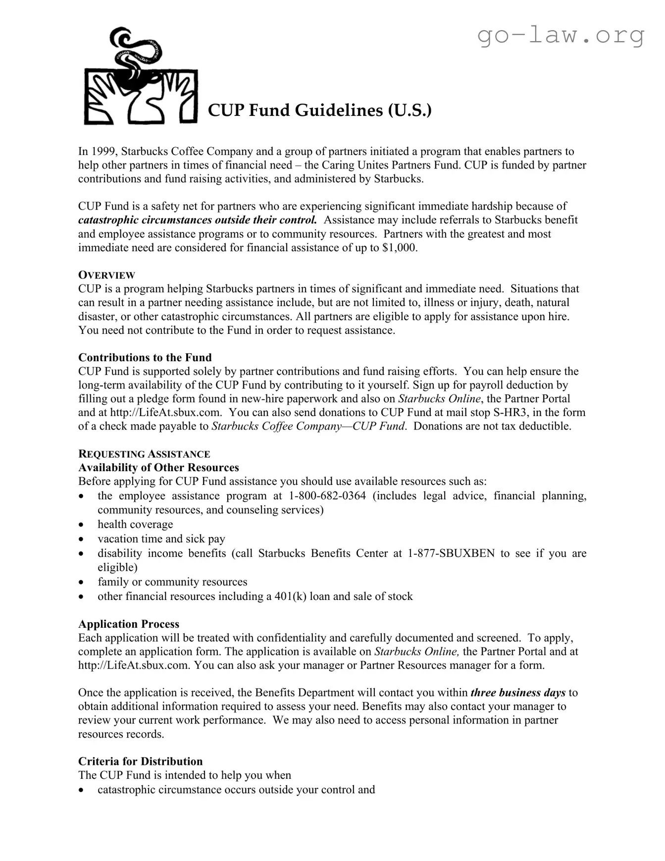 Download Cup Fund Application Form in PDF