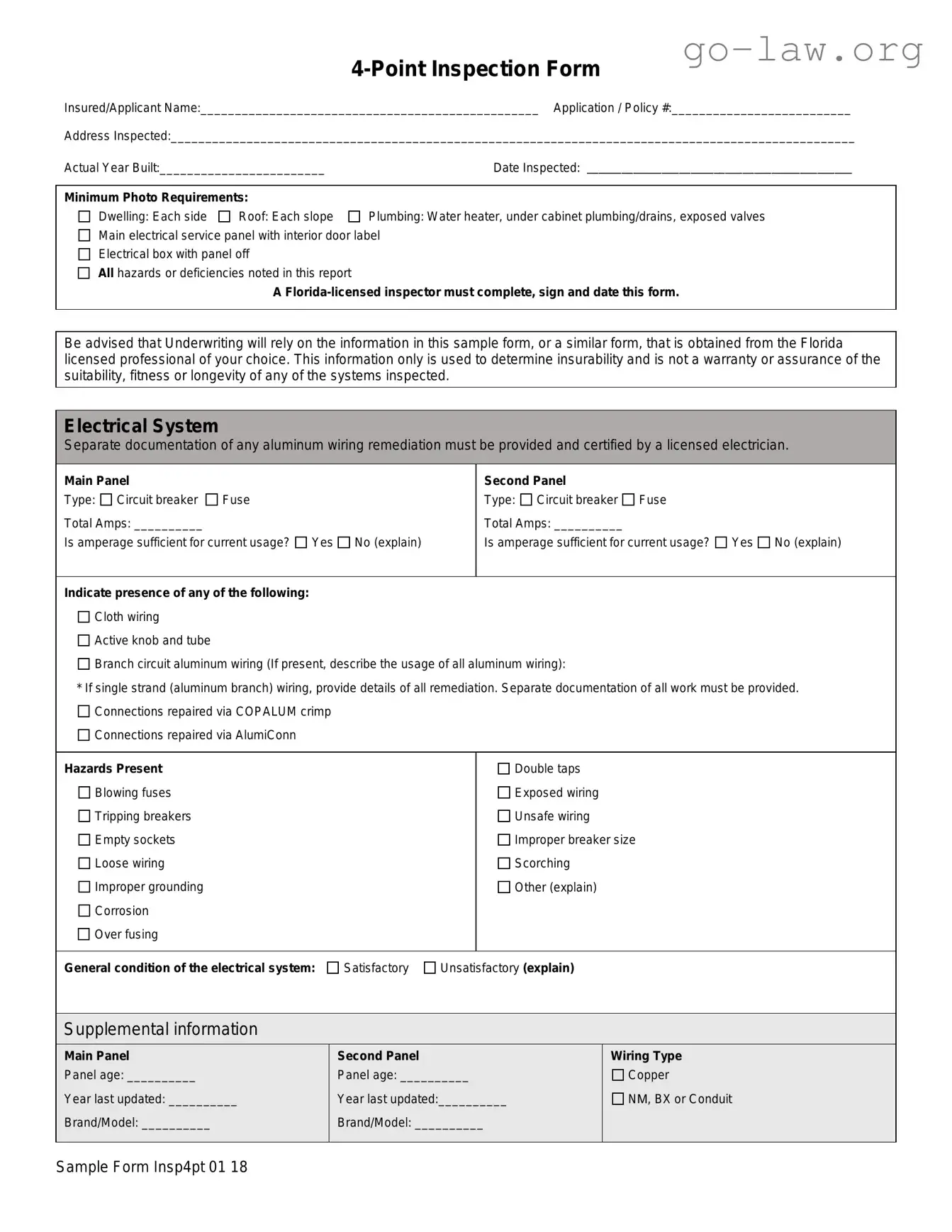 Download 4 Point Inspection Form in PDF