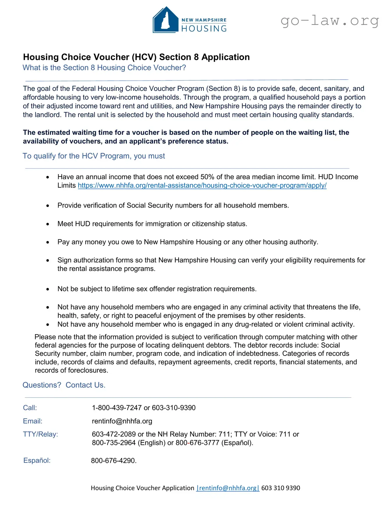 Download Section 8 Application Form in PDF