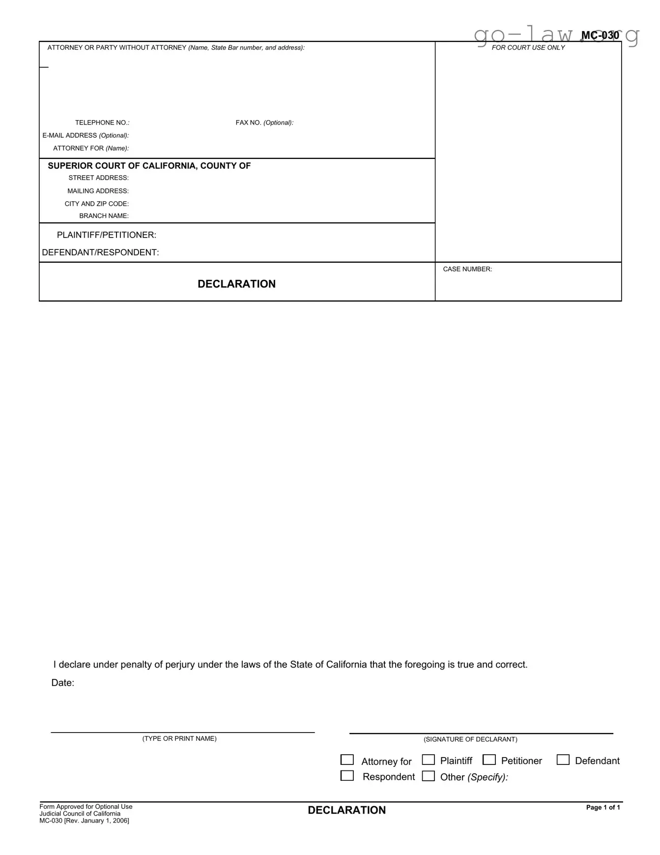 Download Mc 030 Form in PDF