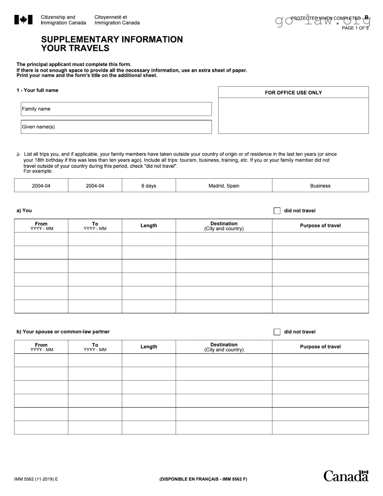 Download Imm 5562 Form in PDF