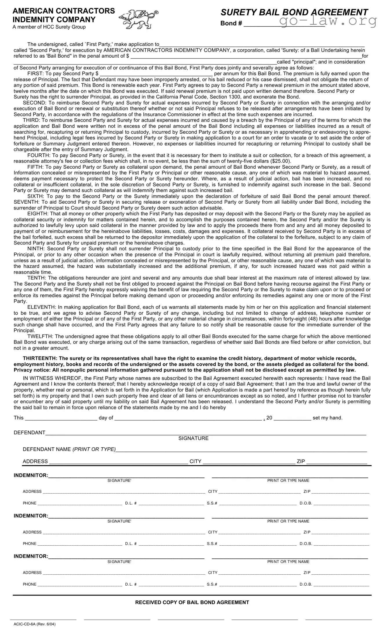 Download Bail Bond Release Paperwork Form in PDF