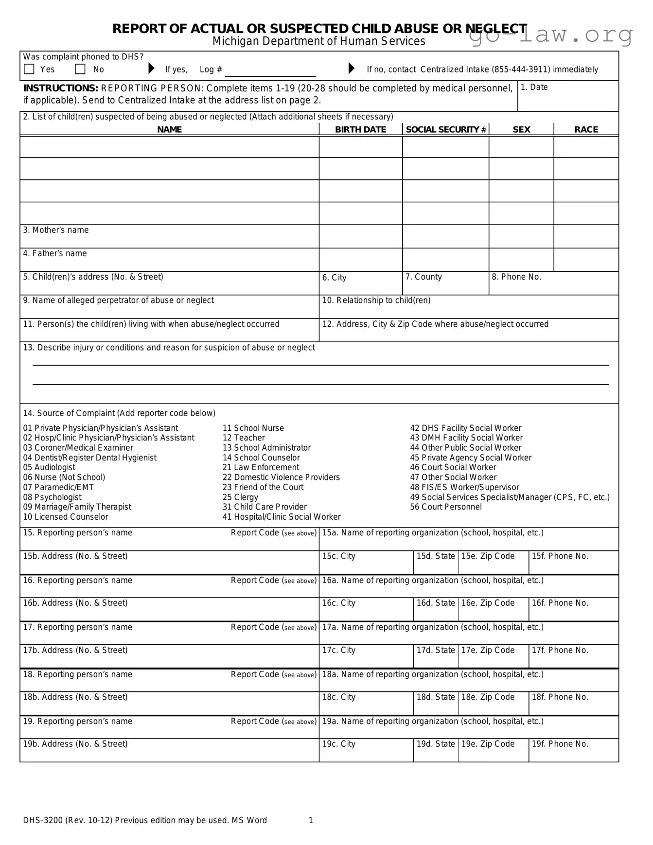 Download Dhs 3200 Form in PDF