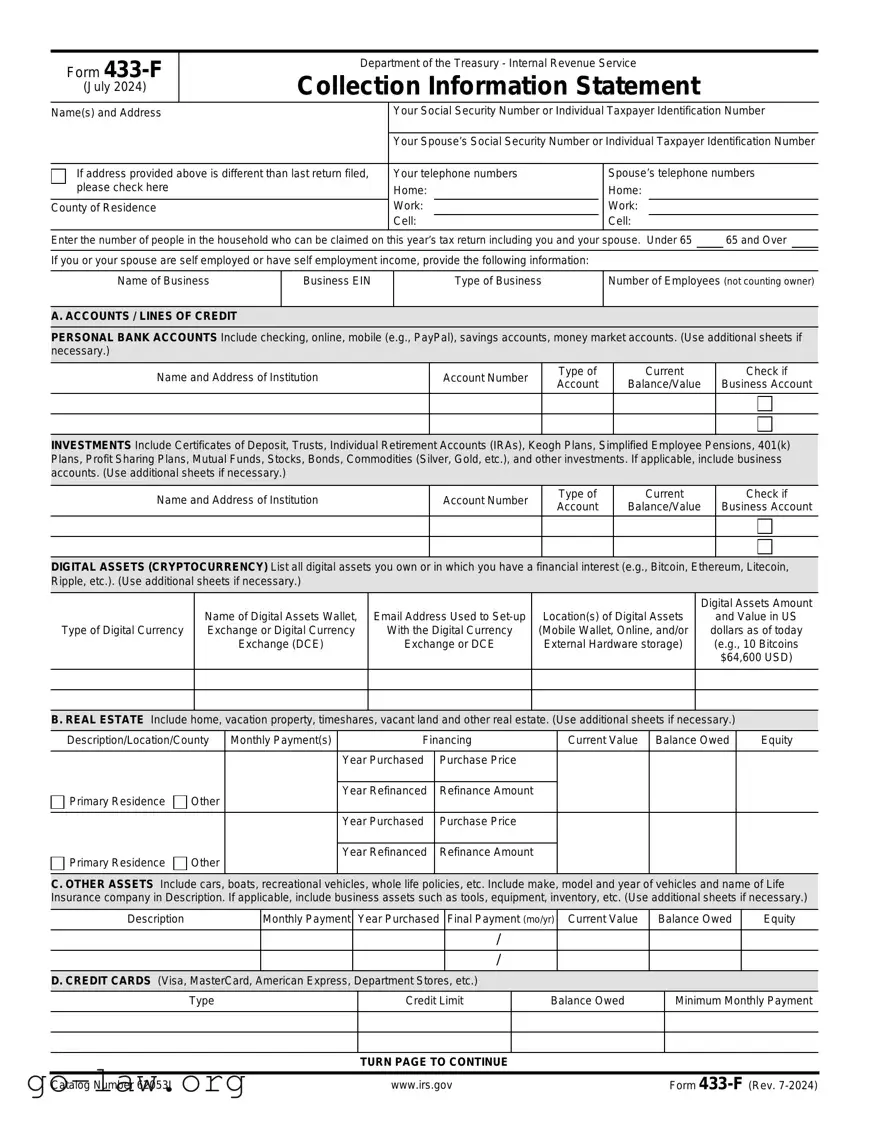 Download IRS 433-F Form in PDF