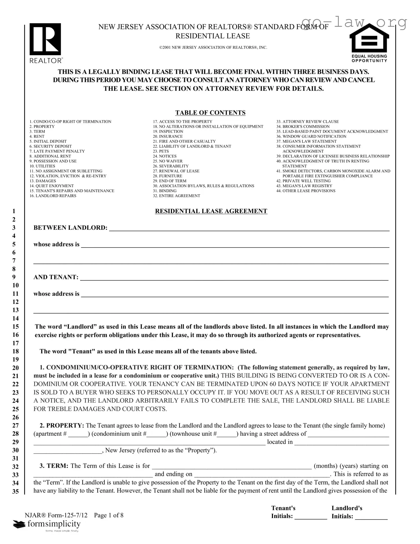 Download Njar 125 7 12 Form in PDF