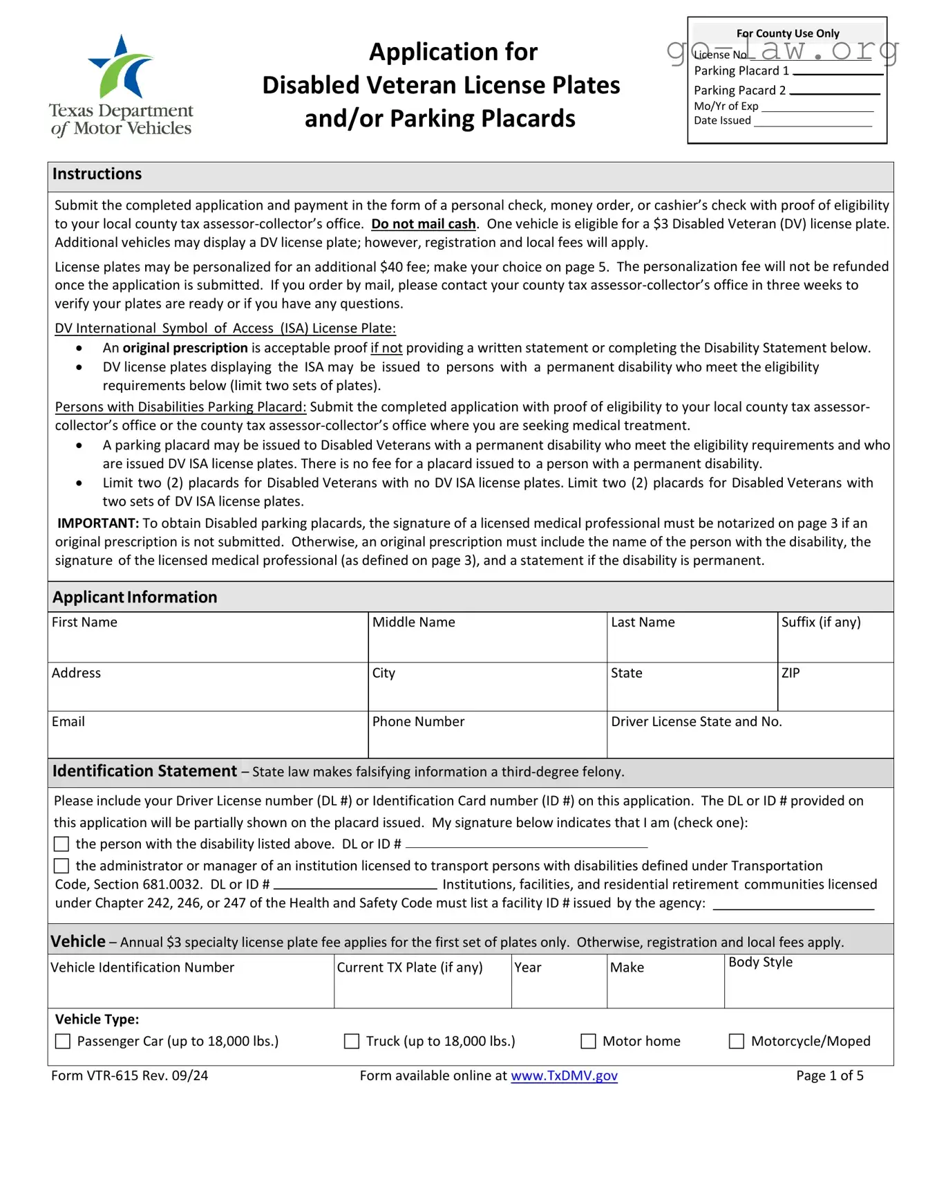Download Vtr 615 Form in PDF
