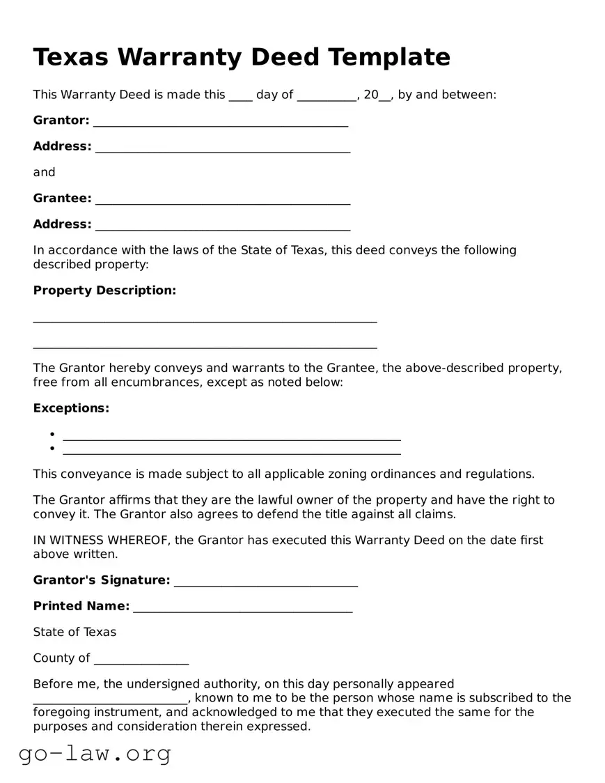 Fillable Texas Deed Form