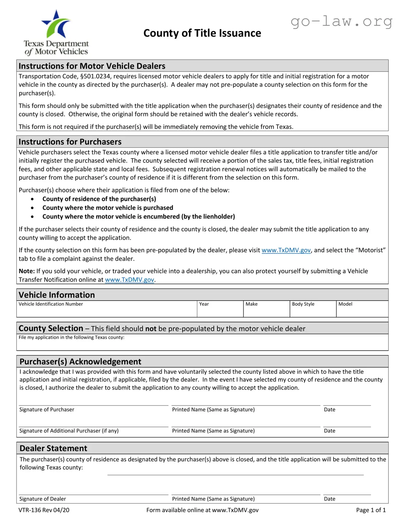 Download Vtr 136 Form in PDF