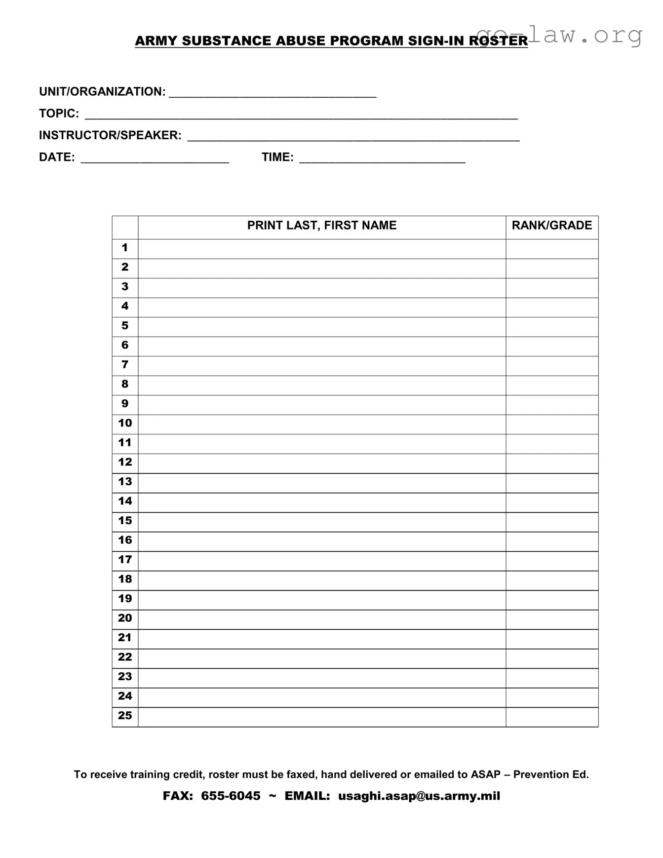 Download Sign In Roster Form in PDF