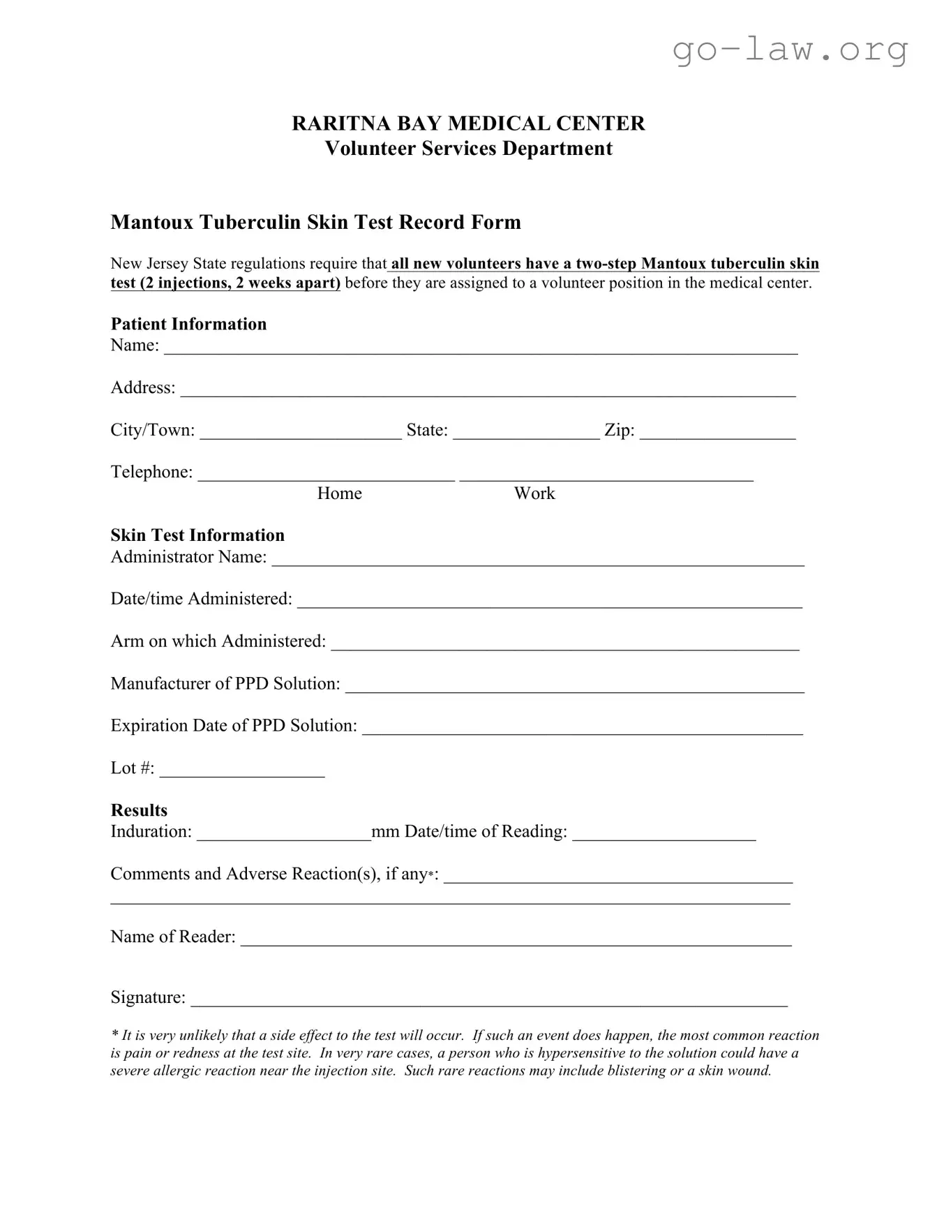 Download 2 Step Tb Test Form in PDF