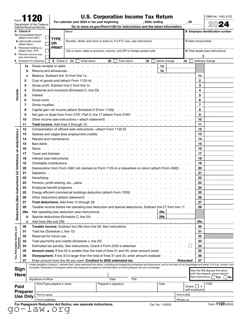 Download IRS 1120 Form in PDF