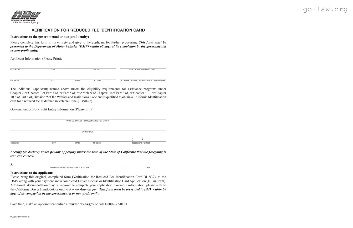 Download Dl 937 Form in PDF
