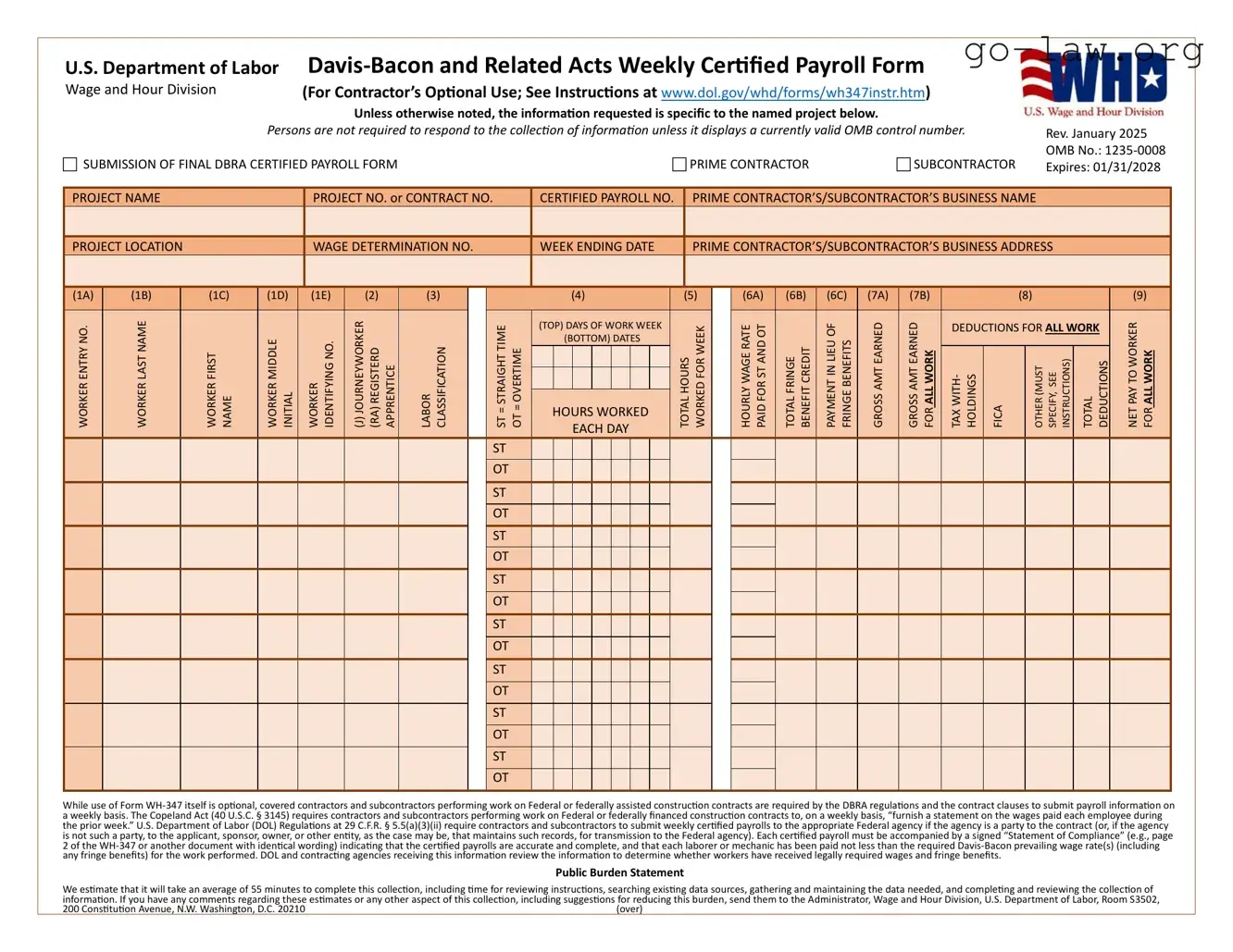 Download U.S. DoL Form in PDF