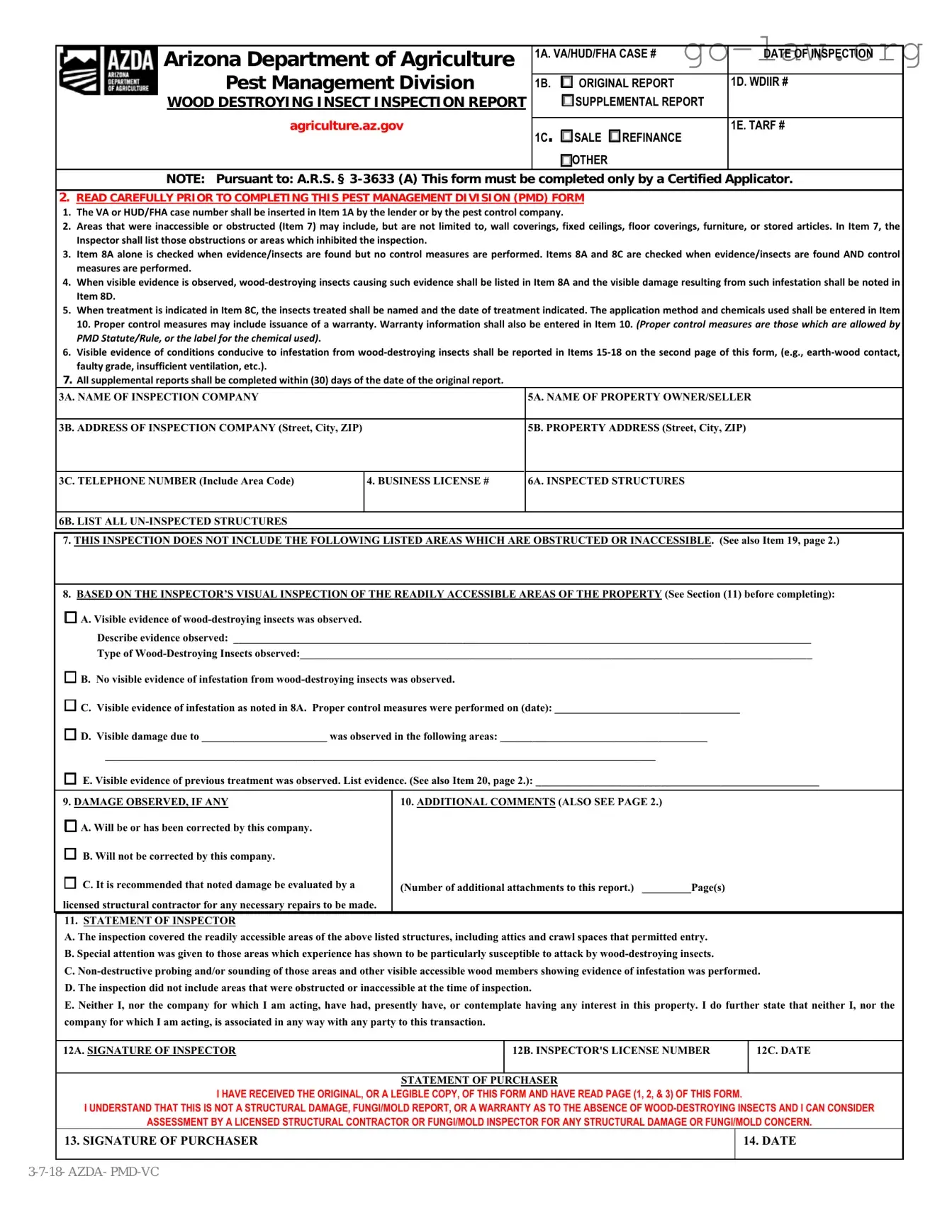 Download Wdiir Arizona Form in PDF