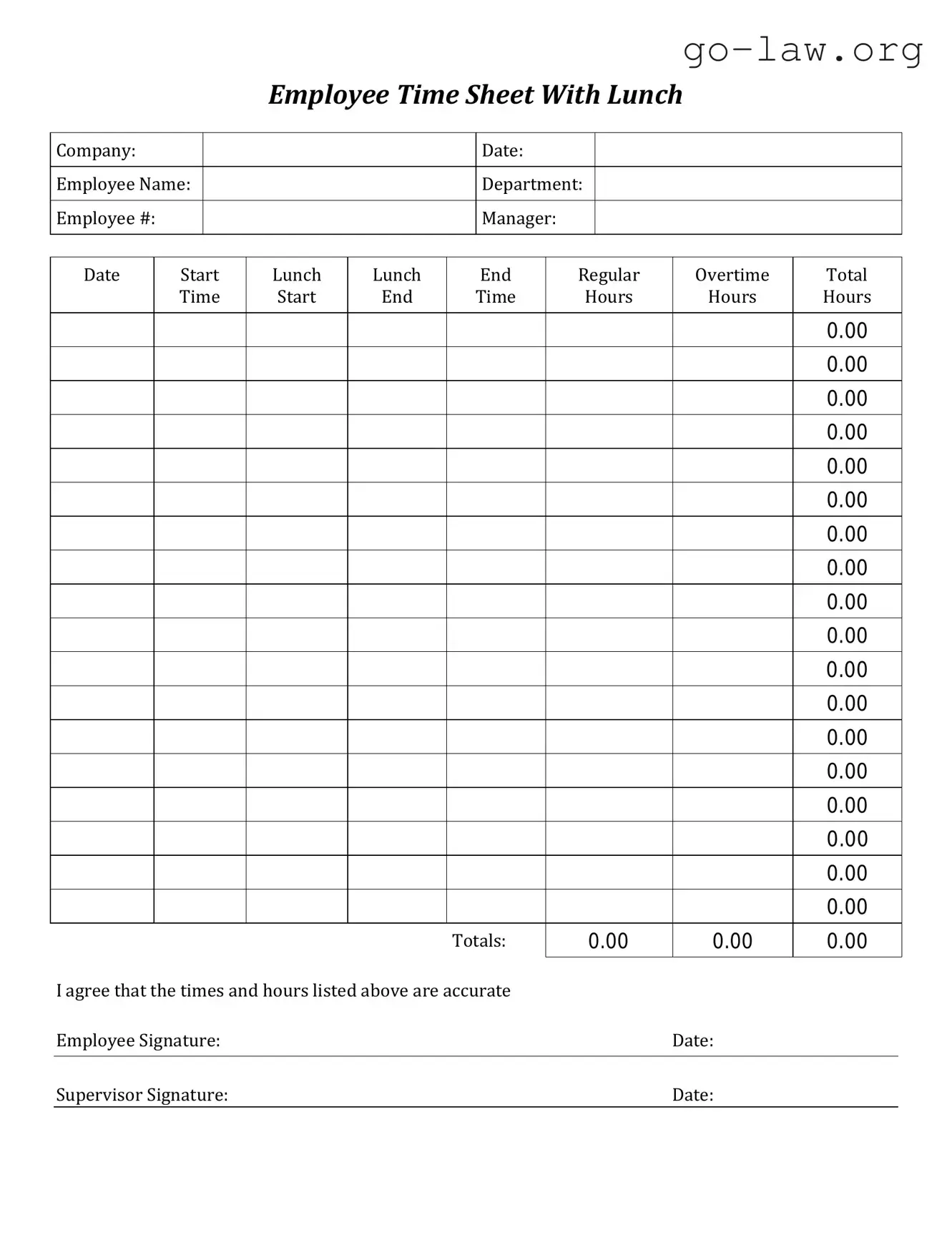 Download Time Card Form in PDF