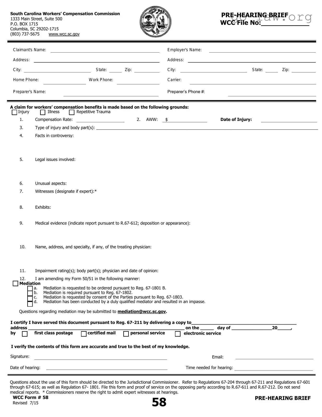 Download Wcc 58 Form in PDF
